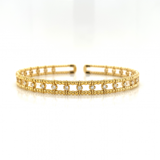 BEADED DIAMOND OPEN BANGLE