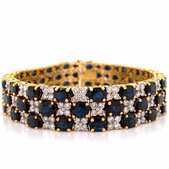 THREE STRAND SAPPHIRE & DIAMOND BRACELET