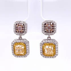 YELLOW & PINK DIAMOND DROP EARRINGS YELLOW & PINK DIAMOND DROP EARRINGS