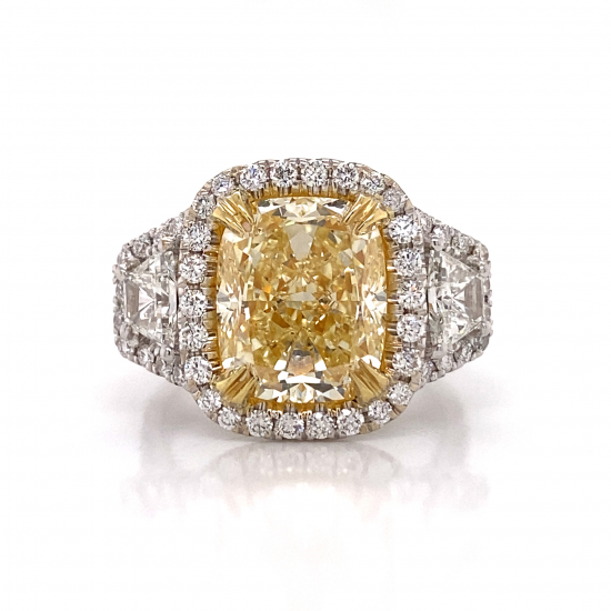 RADIANT CUT FANCY LIGHT YELLOW DIAMOND RING