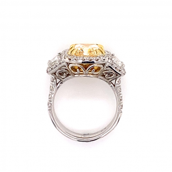 RADIANT CUT FANCY LIGHT YELLOW DIAMOND RING