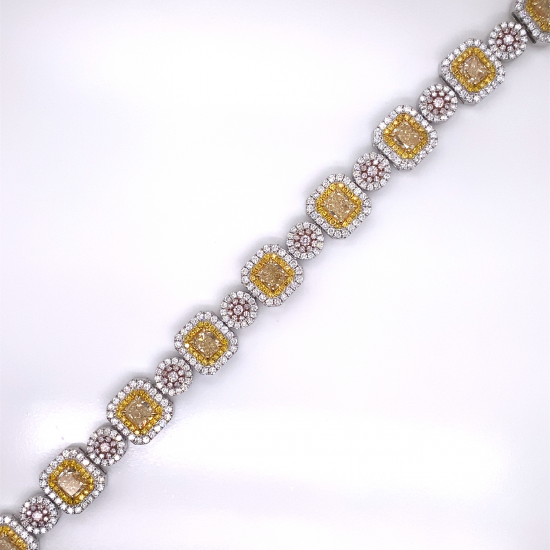 FANCY YELLOW & PINK DIAMOND BRACELET