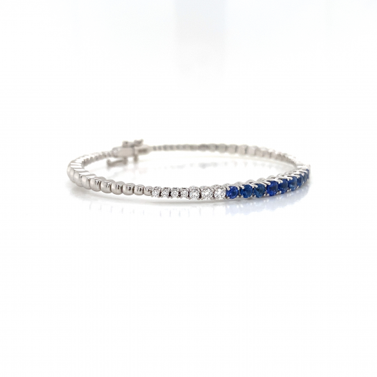 ROUND CUT BLUE SAPPHIRE DIAMOND BANGLE