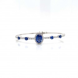 SAPPHIRE & HALO DIAMOND BANGLE