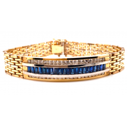 THREE ROW MENS SAPPHIRE & DIAMOND ID BRACELET THREE ROW MENS SAPPHIRE & DIAMOND ID BRACELET