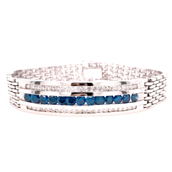 THREE ROW MENS DIAMOND ID BRACELET