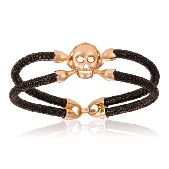 Double Bone Single Skull Bracelet 