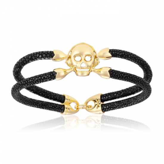 Double Bone Single Skull Bracelet 