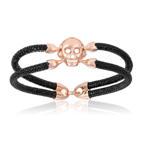 Double Bone Single Skull Bracelet 