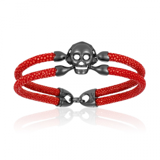 Double Bone Single Skull Bracelet 