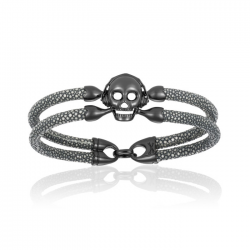 Double Bone Single Skull Bracelet 