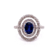 SAPPHIRE HALO WITH PAVE DIAMOND RING