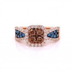 CHAMPAGNE DIAMOND & BLUE DIAMOND RING