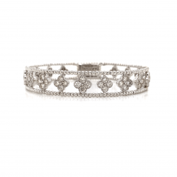 HINGED DIAMOND BANGLE WITH FLOWER DESIGN HINGED DIAMOND BANGLE WITH FLOWER DESIGN