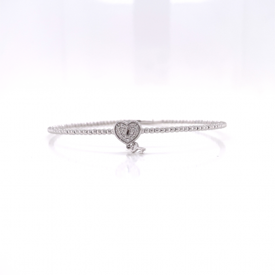 FLEXIBLE HEART & KEY DIAMOND BANGLE