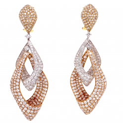 TWO TONE INTERTWINED DANGLING DIAMOND EARRINGS TWO TONE INTERTWINED DANGLING DIAMOND EARRINGS
