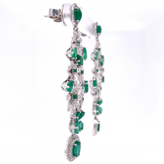 EMERALD PRETTY FLOWERS DANGLING EARRINGS