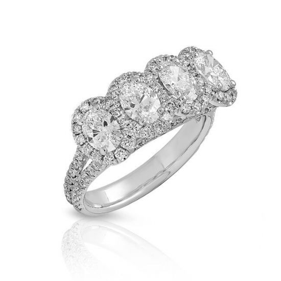 Four Stone Oval Shape Diamond Ring