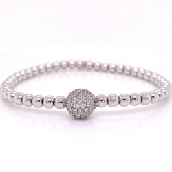 FLEX BANGLE WITH MEDIUM PAVE DIAMOND HALF SPHERE FLEX BANGLE WITH MEDIUM PAVE DIAMOND HALF SPHERE