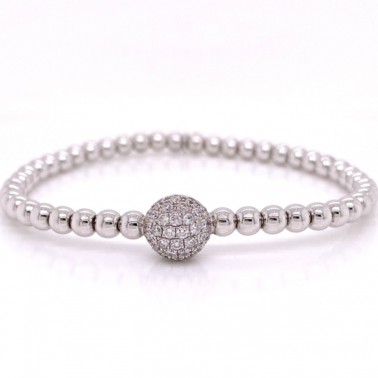 FLEX BANGLE WITH MEDIUM PAVE DIAMOND HALF SPHERE