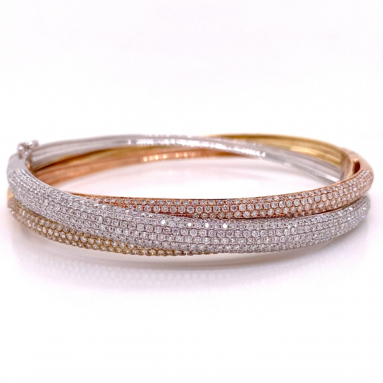 TRI COLOR PAVE DIAMOND BANGLE