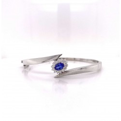 SINGLE TANZANITE WITH HALO DIAMOND BANGLE