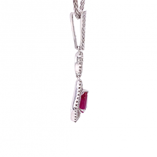 RUBY TEARDROP IN TRIANGLE PENDANT