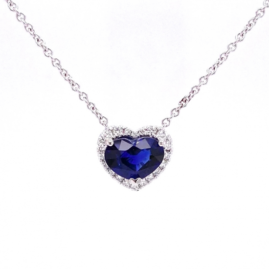 SAPPHIRE & HALO DIAMOND PENDANT