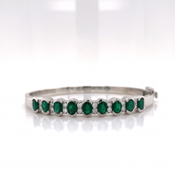 OVAL CUT EMERALD DIAMOND BANGLE OVAL CUT EMERALD DIAMOND BANGLE