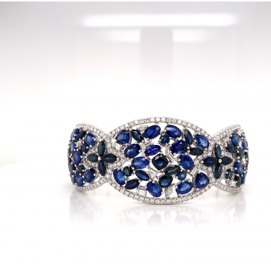 MIXED-CUT SAPPHIRE & DIAMOND BANGLE