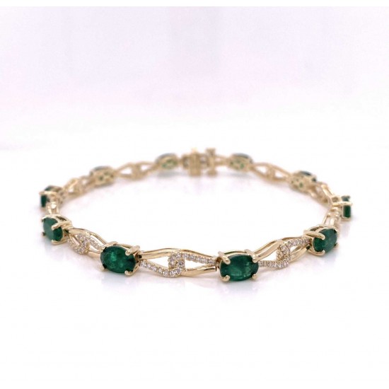 EMERALD & HALO DIAMOND BRACELET