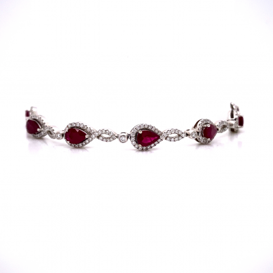 PEAR CUT RUBY DIAMOND BRACELET