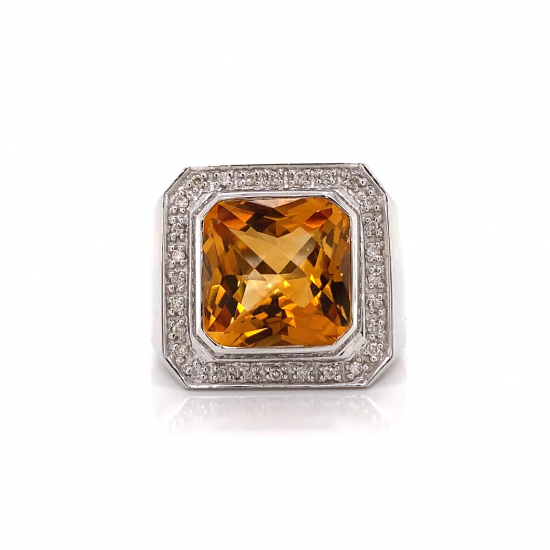 CITRINE & DIAMOND MENS RING