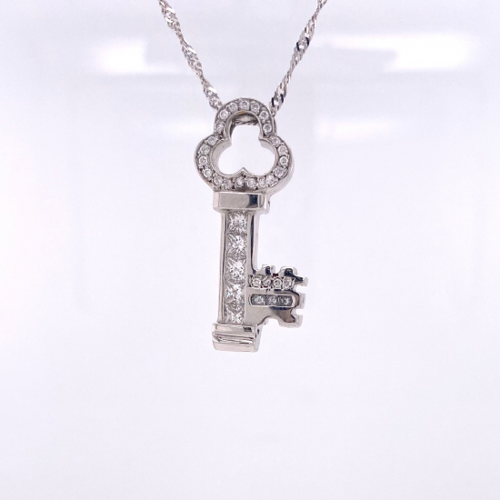 "TIFFANY" INSPIRED KEY DIAMOND PENDANT