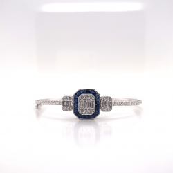 PRINCESS CUT BLUE SAPPHIRE DIAMOND BANGLE