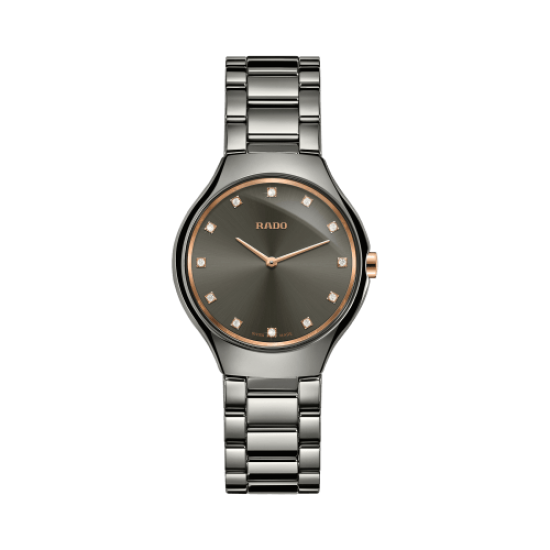 Rado True Diamond Grey Dial Grey Ceramic Watch