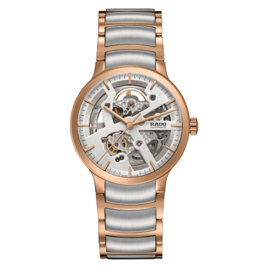 Rado Centrix Automatic Silver Skeleton Dial Two-tone Watch