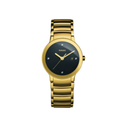 Rado Centrix Jubile Black Diamond Dial Gold-Plated Stainless Steel Watch Rado Centrix Jubile Black Diamond Dial Gold-Plated Stainless Steel Watch